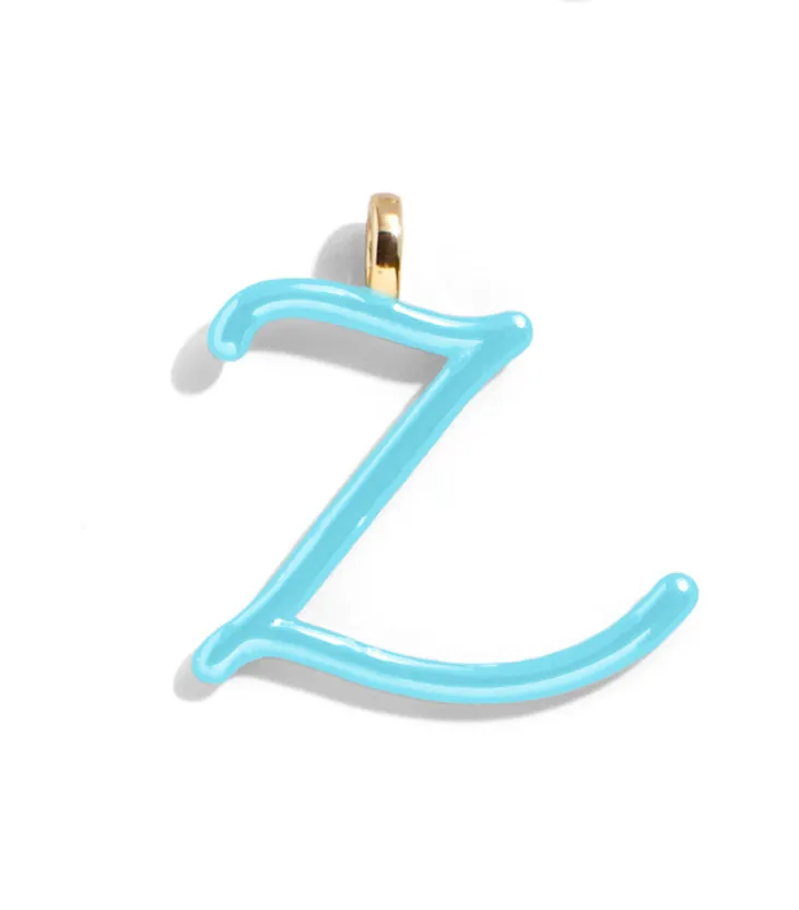 Custom Turquoise Enamel Script Letter Charm - Z sold by BaubleBar