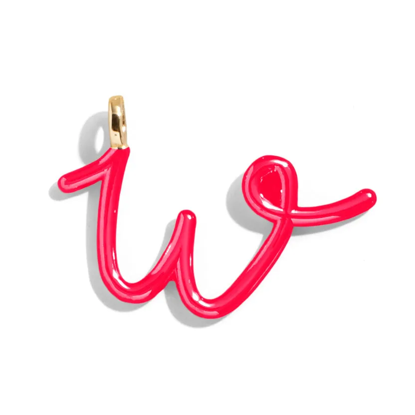 Custom Cherry Red Enamel Script Letter Charm - W sold by BaubleBar