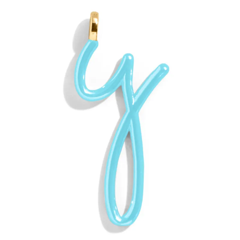 Custom Turquoise Enamel Script Letter Charm - Y sold by BaubleBar
