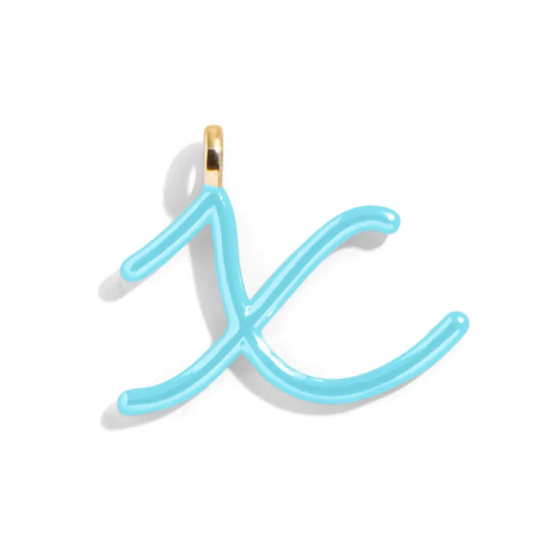 Custom Turquoise Enamel Script Letter Charm - X sold by BaubleBar
