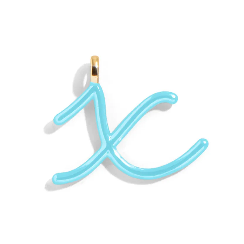 Custom Turquoise Enamel Script Letter Charm - X sold by BaubleBar