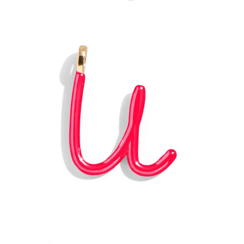 Custom Cherry Red Enamel Script Letter Charm - U made by BaubleBar