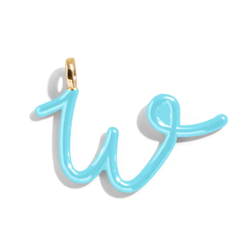 Custom Turquoise Enamel Script Letter Charm - W sold by BaubleBar