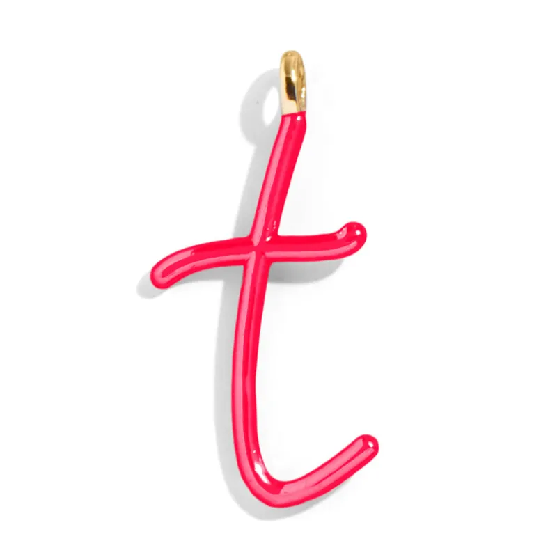 Custom Cherry Red Enamel Script Letter Charm - T sold by BaubleBar