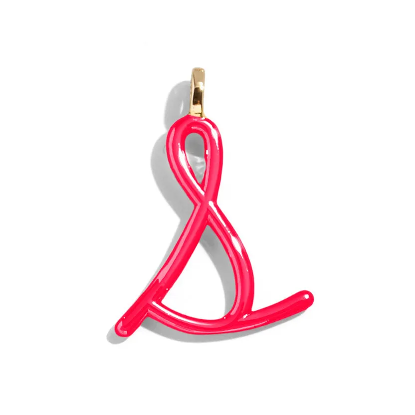 Custom Cherry Red Enamel Script Letter Charm - S sold by BaubleBar