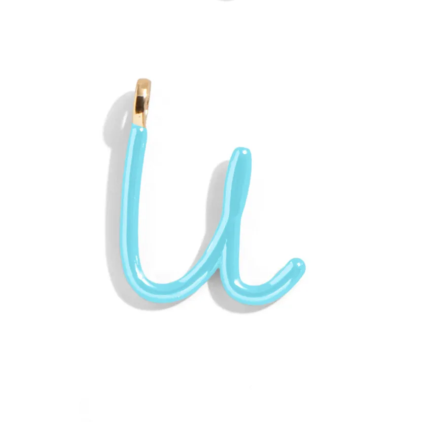 Custom Turquoise Enamel Script Letter Charm - U sold by BaubleBar