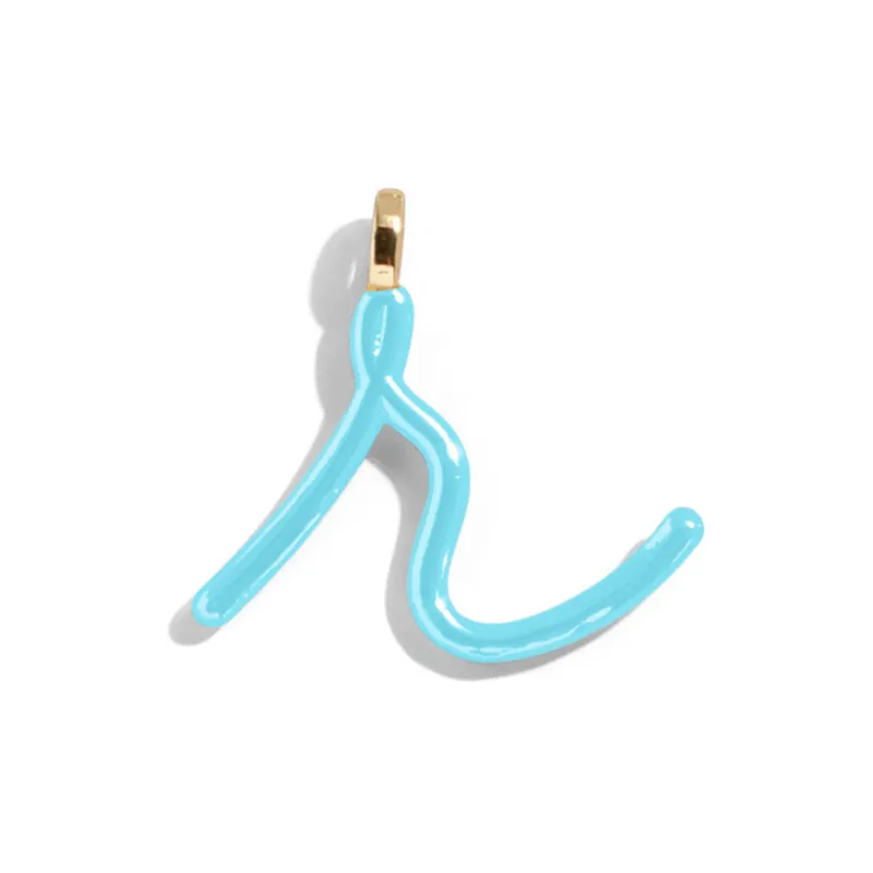 Custom Turquoise Enamel Script Letter Charm - R sold by BaubleBar