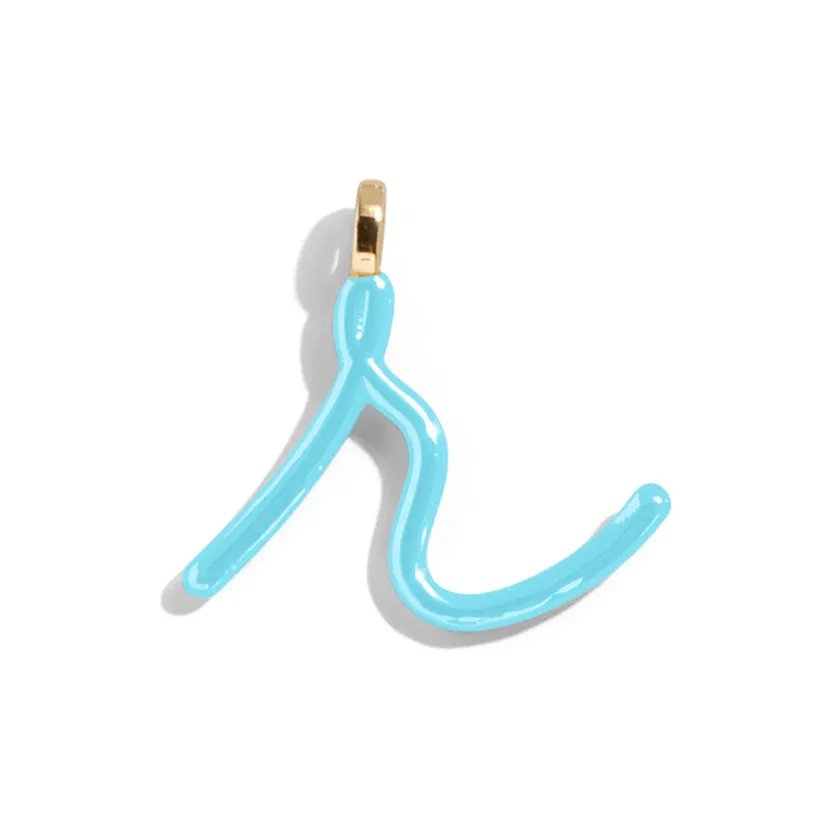 Custom Turquoise Enamel Script Letter Charm - R sold by BaubleBar