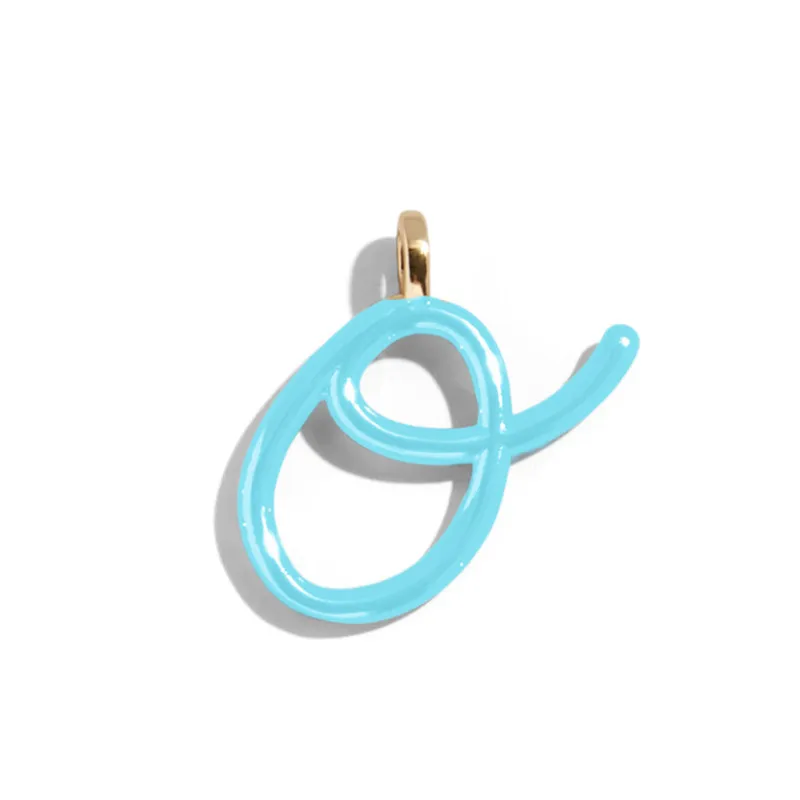 Custom Turquoise Enamel Script Letter Charm - O sold by BaubleBar