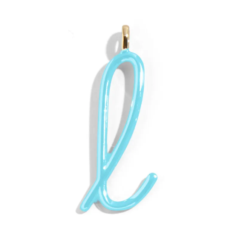Custom Turquoise Enamel Script Letter Charm - L sold by BaubleBar