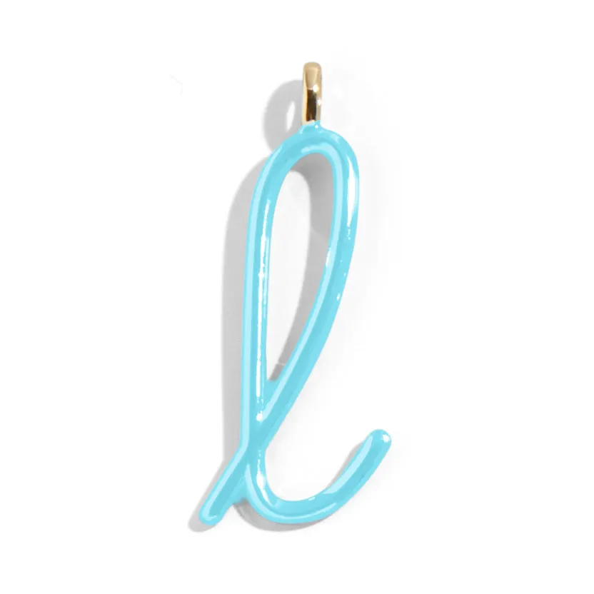 Custom Turquoise Enamel Script Letter Charm - L sold by BaubleBar