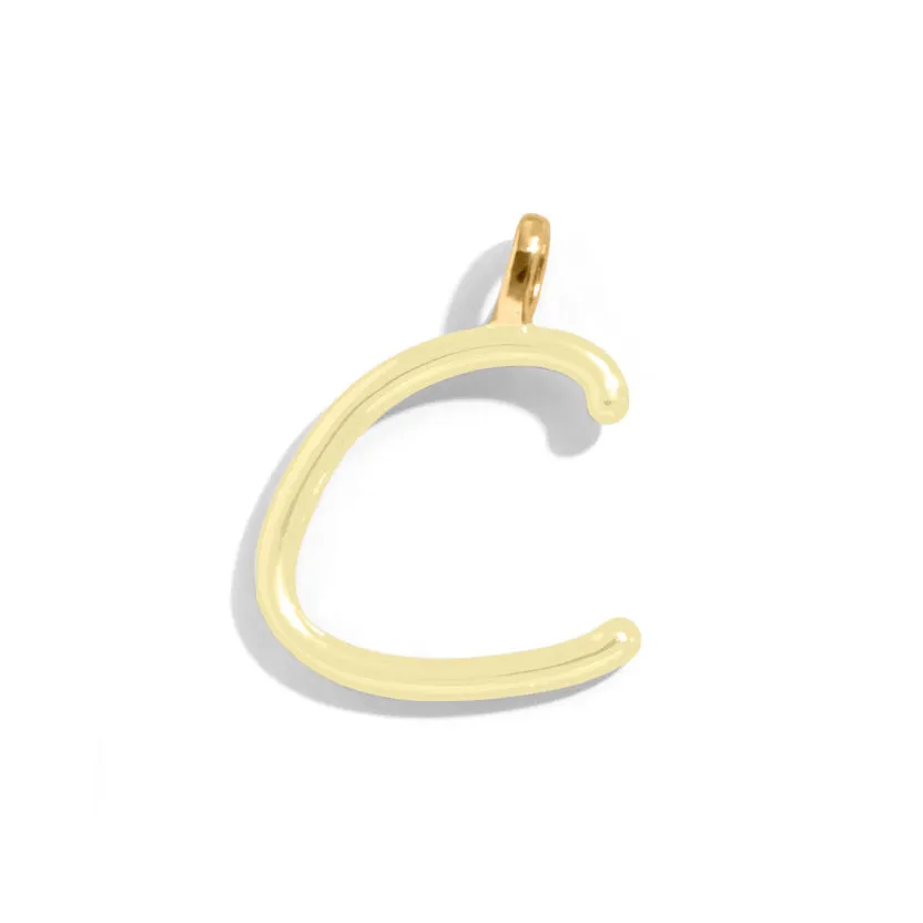 Custom Butter Yellow Enamel Script Letter Charm - C sold by BaubleBar