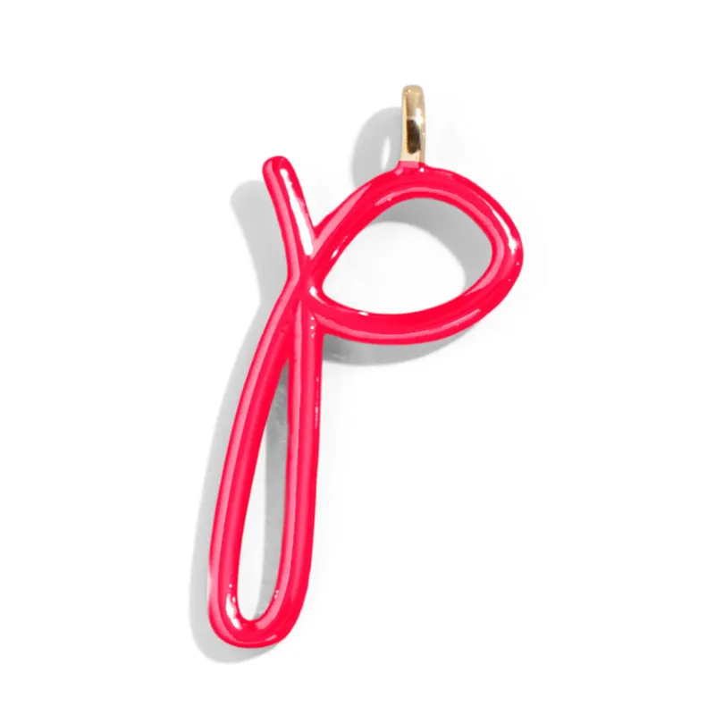 Custom Cherry Red Enamel Script Letter Charm - P sold by BaubleBar