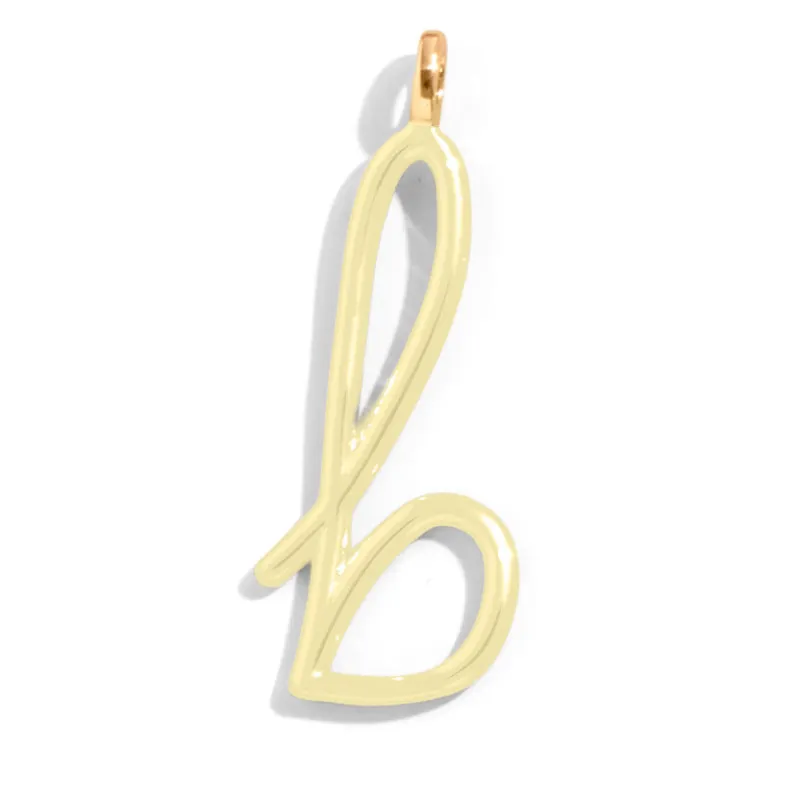 Custom Butter Yellow Enamel Script Letter Charm - B sold by BaubleBar