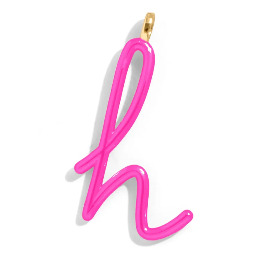 Custom Hot Pink Enamel Script Letter Charm - H sold by BaubleBar