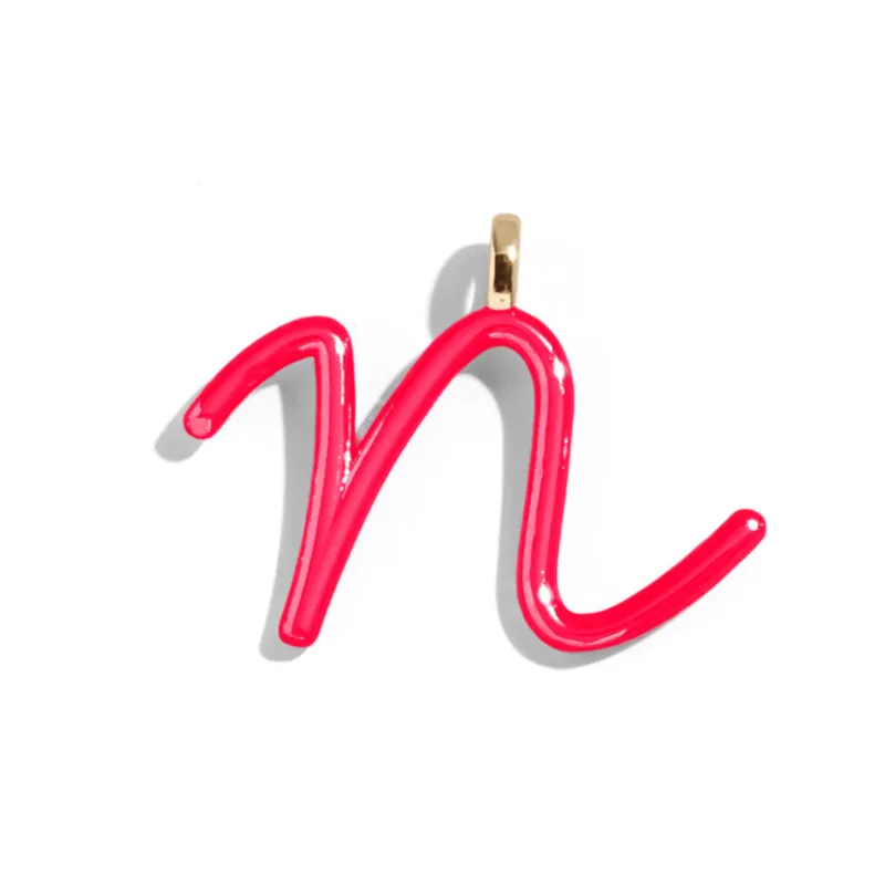 Custom Cherry Red Enamel Script Letter Charm - N sold by BaubleBar