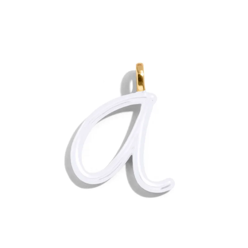 Custom Pure White Enamel Script Letter Charm - A sold by BaubleBar