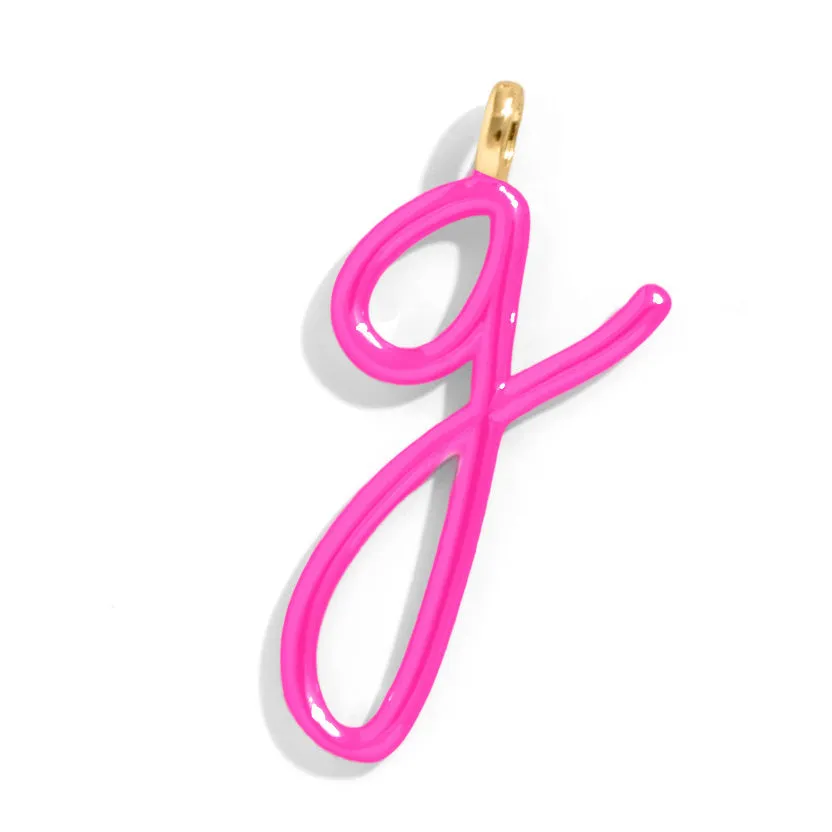 Custom Hot Pink Enamel Script Letter Charm - G sold by BaubleBar