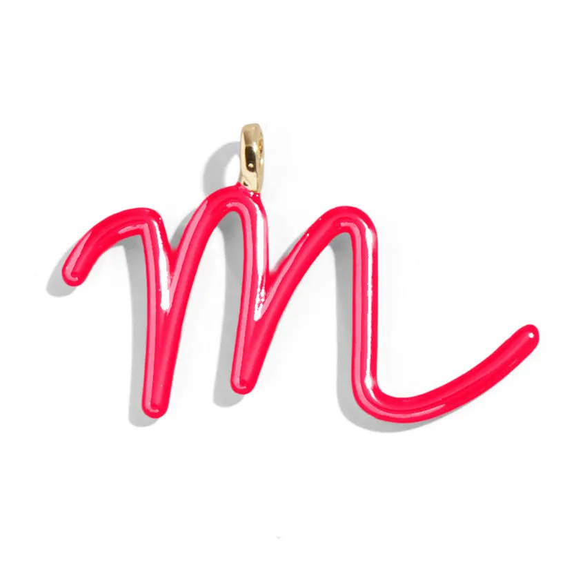 Custom Cherry Red Enamel Script Letter Charm - M sold by BaubleBar