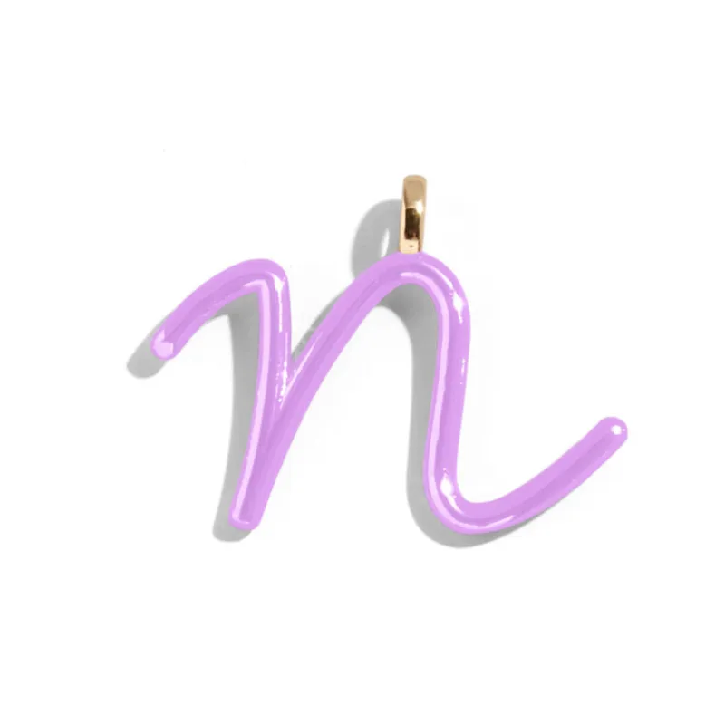 Custom Lilac Enamel Script Letter Charm - N sold by BaubleBar
