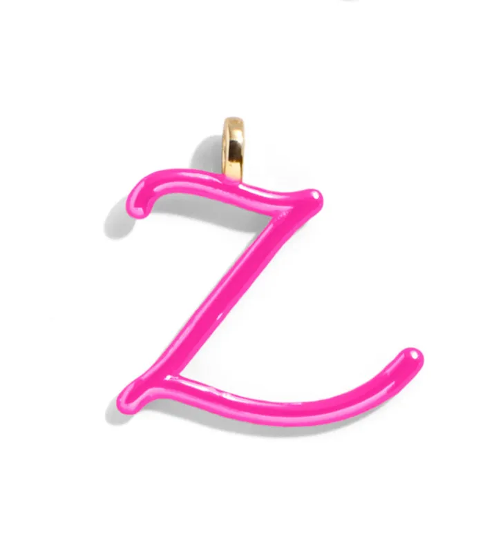 Custom Hot Pink Enamel Script Letter Charm - Z sold by BaubleBar
