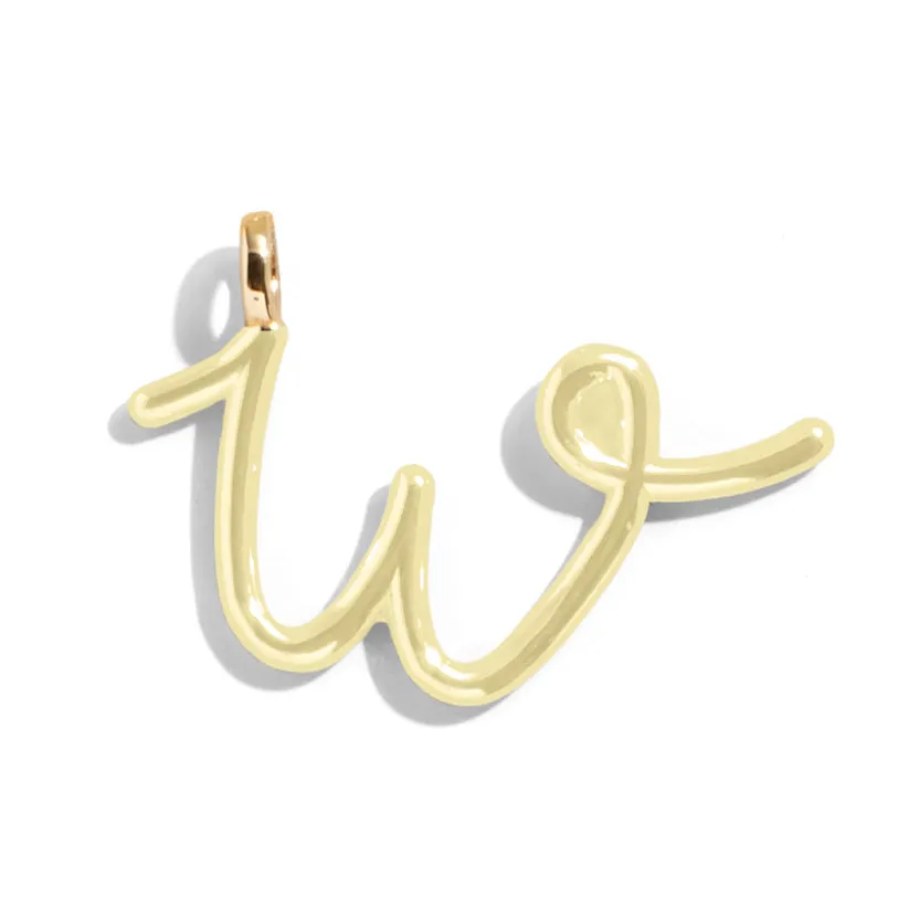 Custom Butter Yellow Enamel Script Letter Charm - W sold by BaubleBar