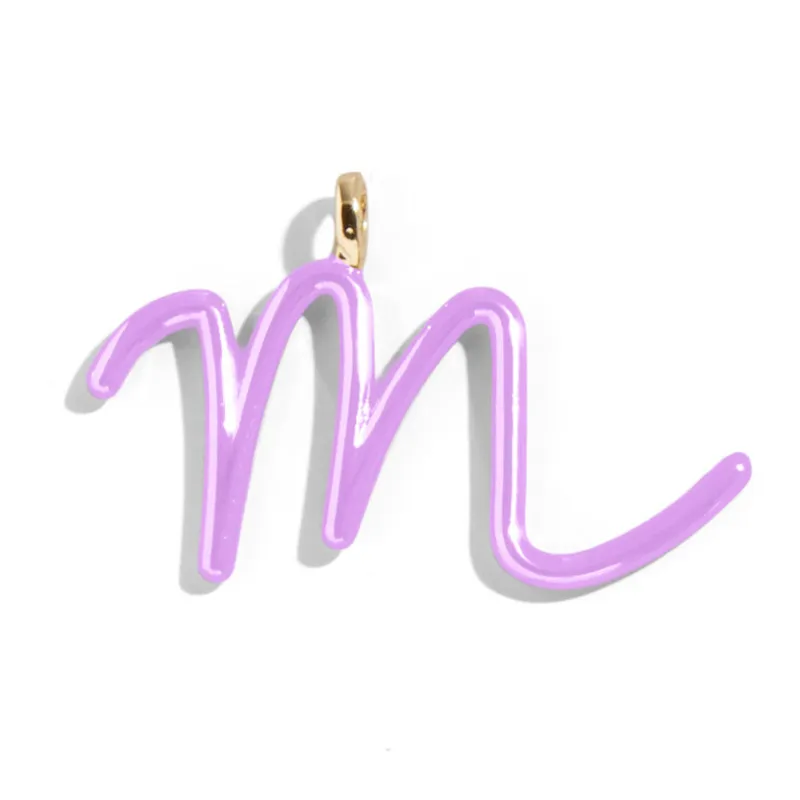 Custom Lilac Enamel Script Letter Charm - M sold by BaubleBar