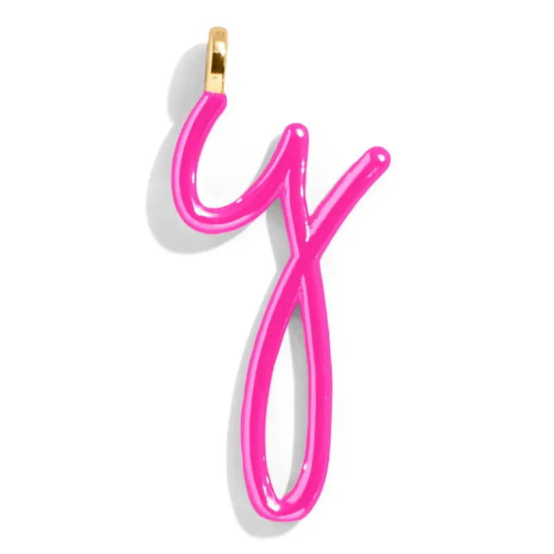 Custom Hot Pink Enamel Script Letter Charm - Y sold by BaubleBar