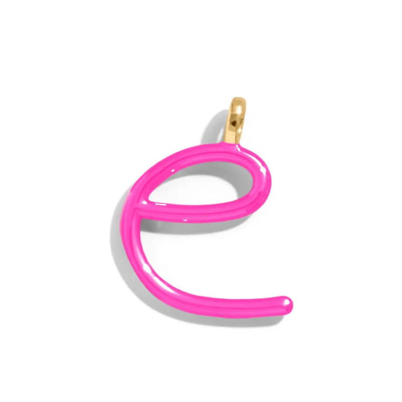 Custom Hot Pink Enamel Script Letter Charm - E sold by BaubleBar