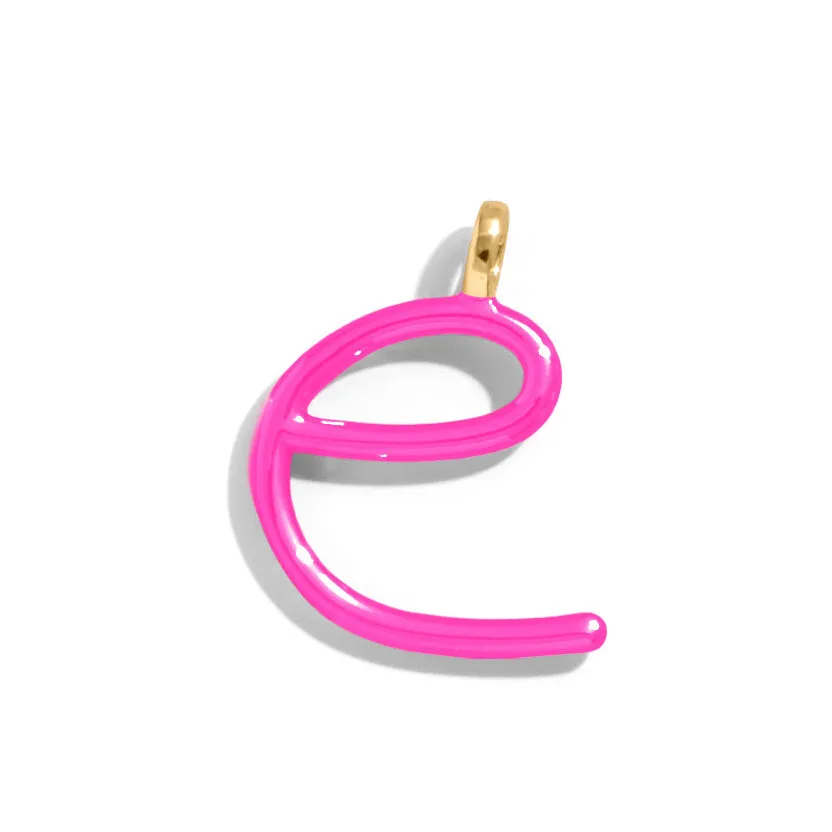Custom Hot Pink Enamel Script Letter Charm - E sold by BaubleBar