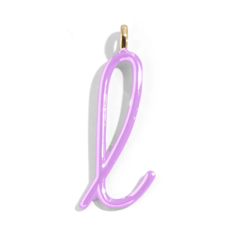 Custom Lilac Enamel Script Letter Charm - L sold by BaubleBar