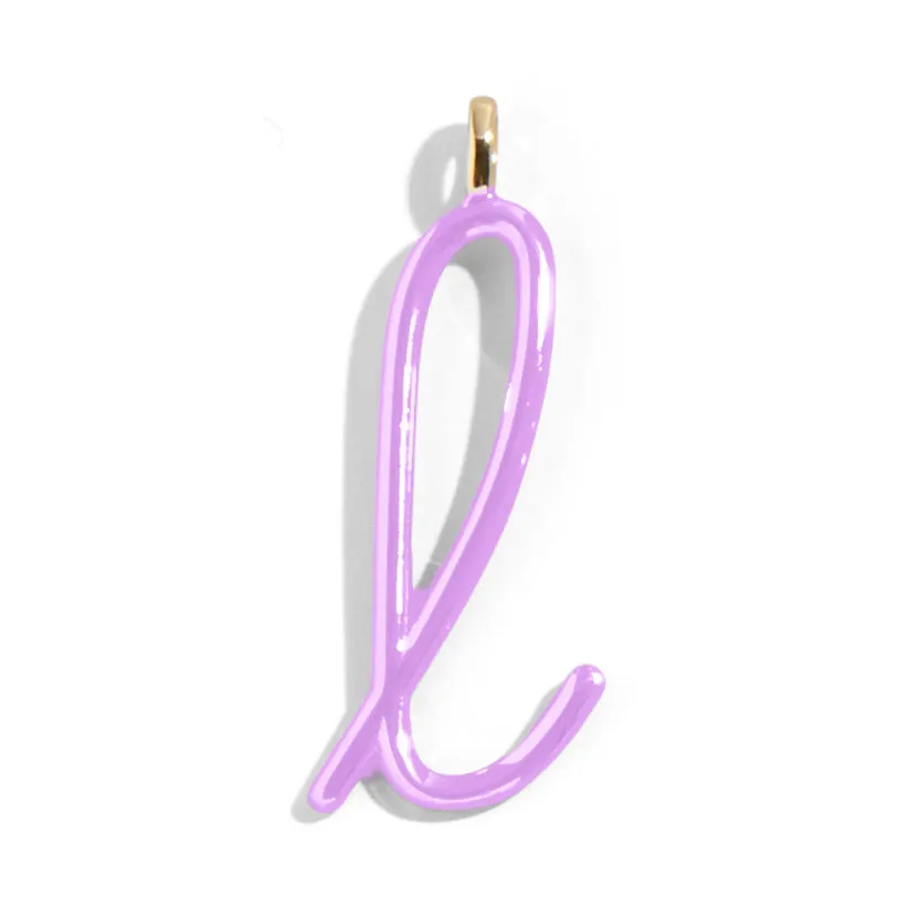 Custom Lilac Enamel Script Letter Charm - L sold by BaubleBar