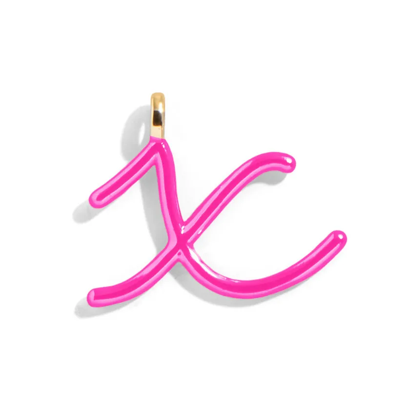 Custom Hot Pink Enamel Script Letter Charm - X sold by BaubleBar