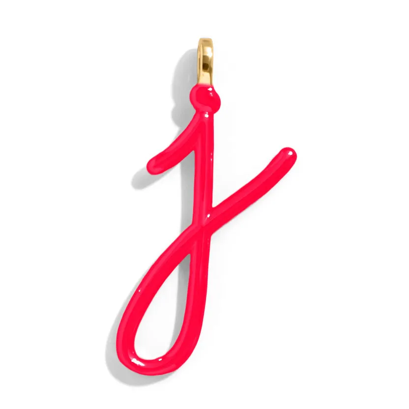 Custom Cherry Red Enamel Script Letter Charm - J sold by BaubleBar