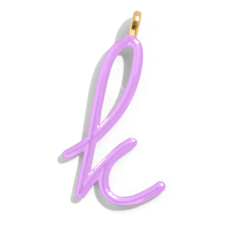 Custom Lilac Enamel Script Letter Charm - K sold by BaubleBar
