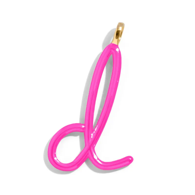 Custom Hot Pink Enamel Script Letter Charm - D sold by BaubleBar