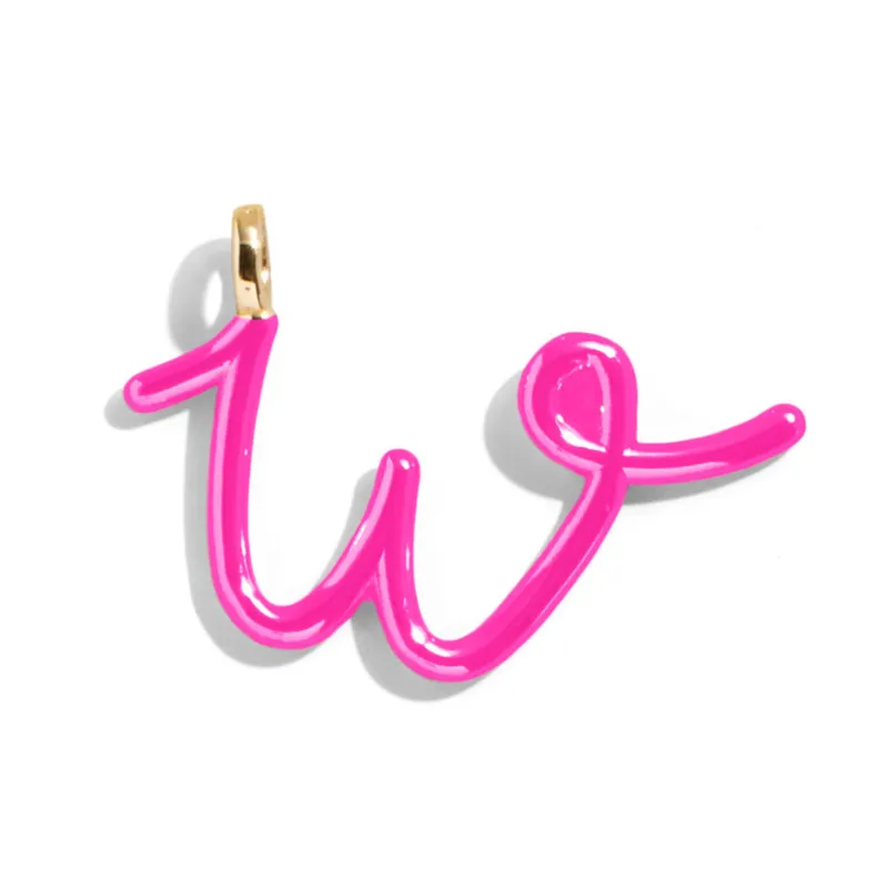 Custom Hot Pink Enamel Script Letter Charm - W sold by BaubleBar