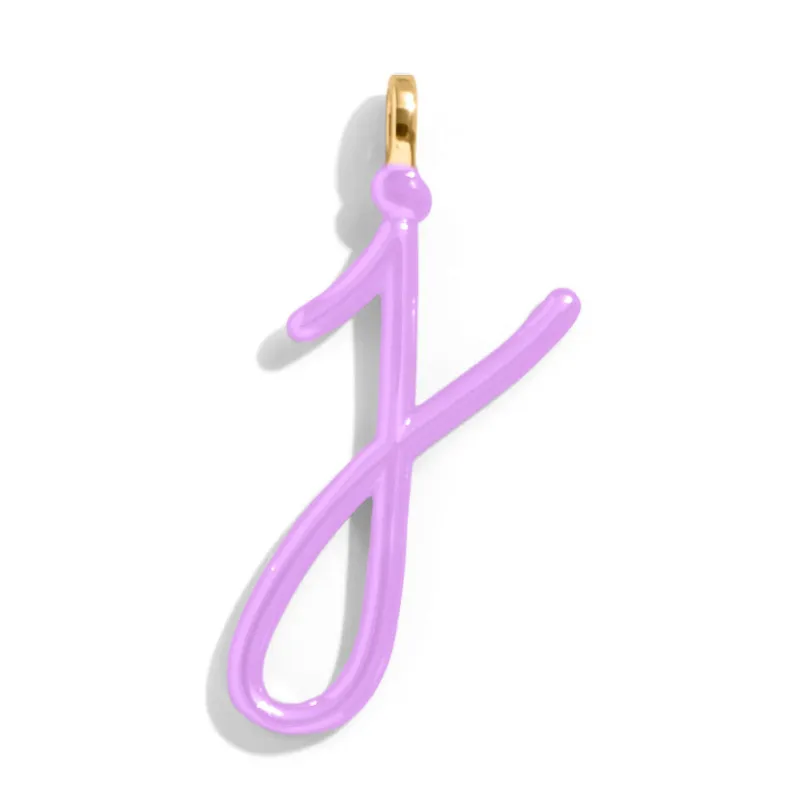 Custom Lilac Enamel Script Letter Charm - J sold by BaubleBar