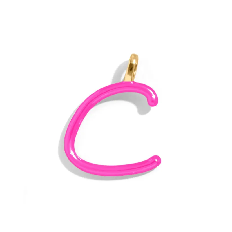 Custom Hot Pink Enamel Script Letter Charm - C sold by BaubleBar