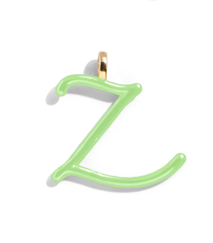Custom Matcha Green Enamel Script Letter Charm - Z sold by BaubleBar