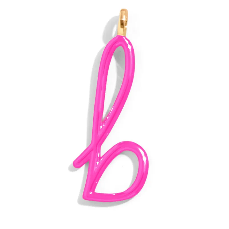 Custom Hot Pink Enamel Script Letter Charm - B sold by BaubleBar