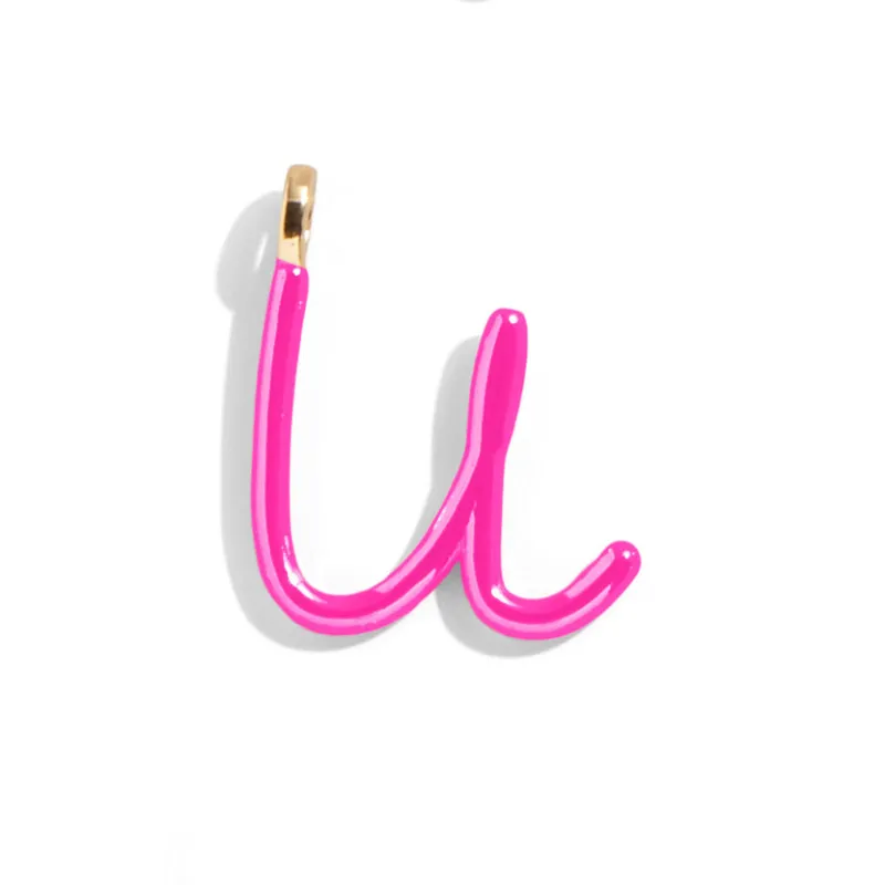 Custom Hot Pink Enamel Script Letter Charm - U sold by BaubleBar