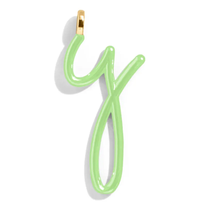Custom Matcha Green  Enamel Script Letter Charm - Y sold by BaubleBar