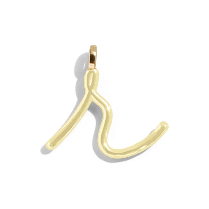 Custom Butter Yellow Enamel Script Letter Charm - R sold by BaubleBar