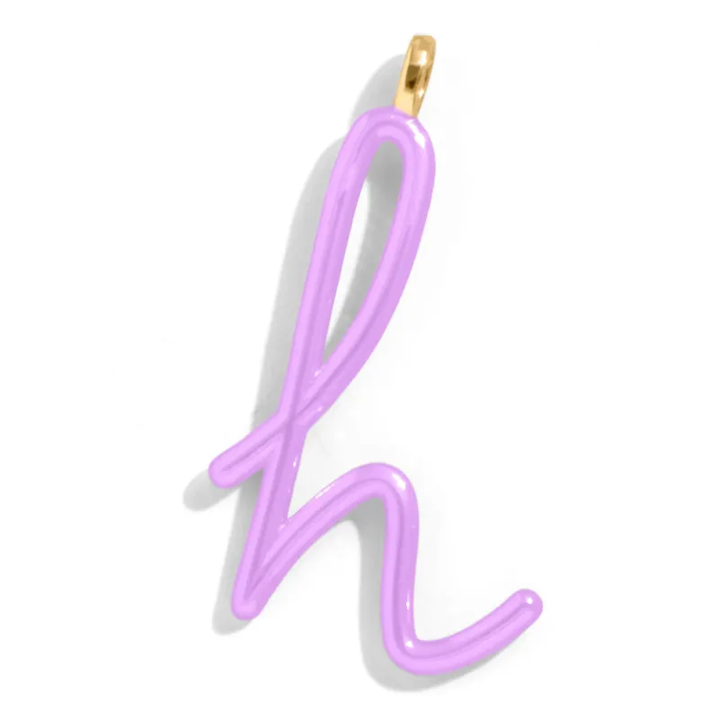 Custom Lilac Enamel Script Letter Charm - H sold by BaubleBar