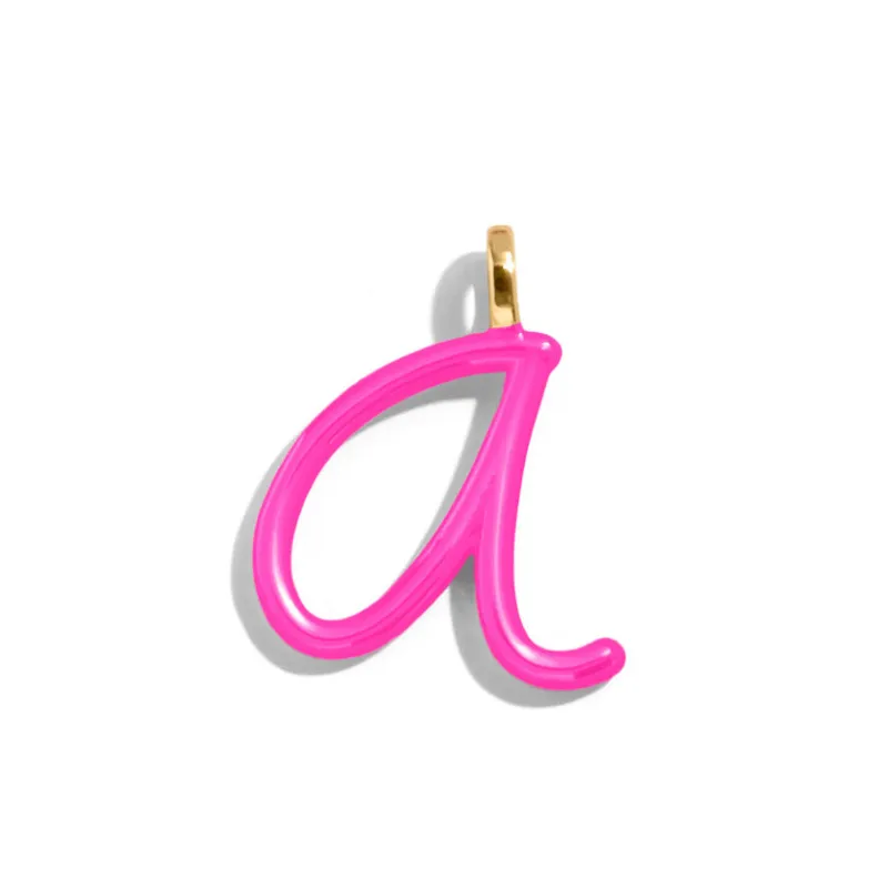 Custom Hot Pink Enamel Script Letter Charm - A sold by BaubleBar