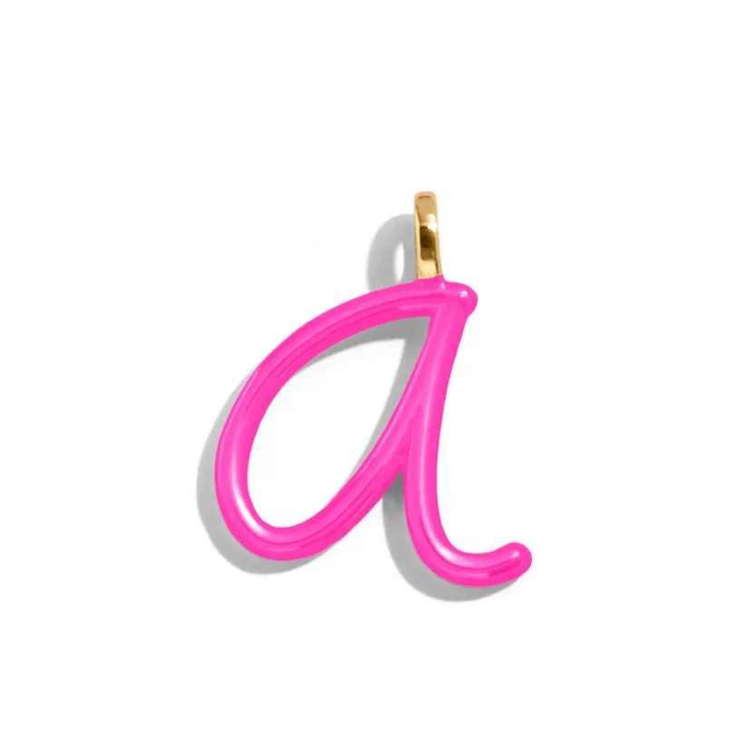 Custom Hot Pink Enamel Script Letter Charm - A sold by BaubleBar