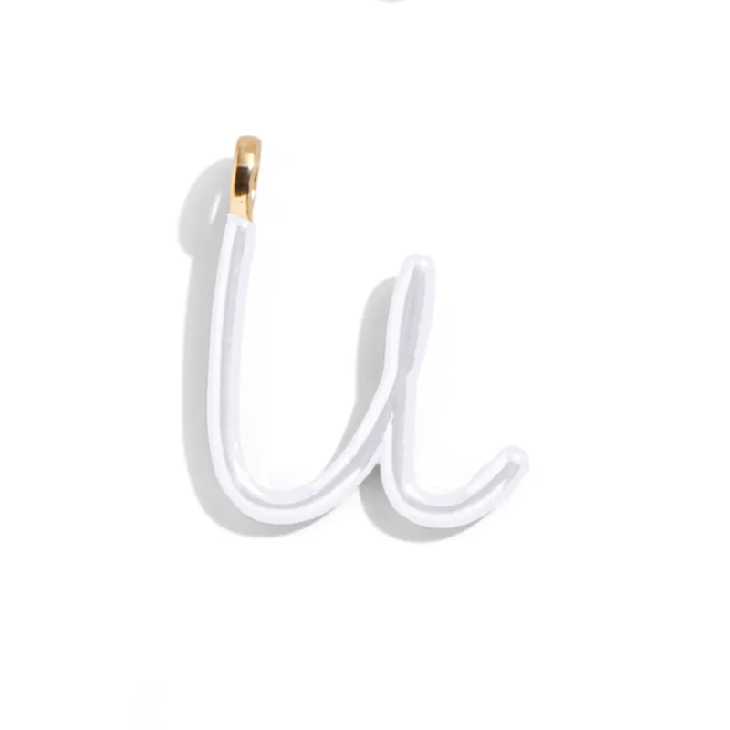 Custom Pure White Enamel Script Letter Charm - U sold by BaubleBar