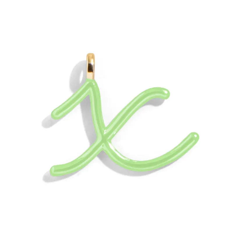 Custom Matcha Green Enamel Script Letter Charm - X sold by BaubleBar