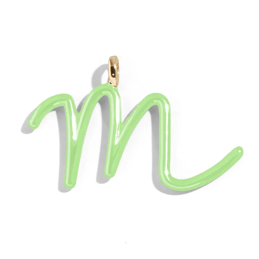 Custom Matcha Green Enamel Script Letter Charm - M sold by BaubleBar